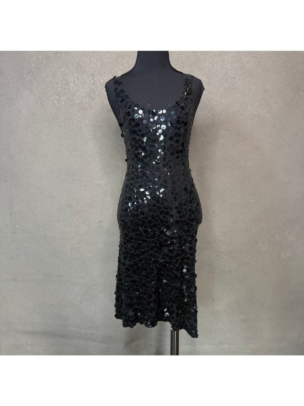 The Limited Black Paillette Sequin Flare Midi Dress S LBD